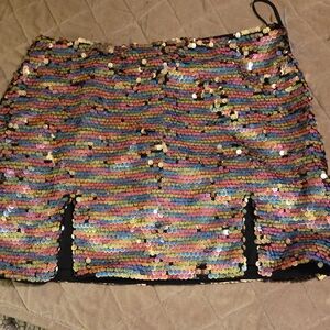 Misty Gal Colorful Sequin Mini Skirt